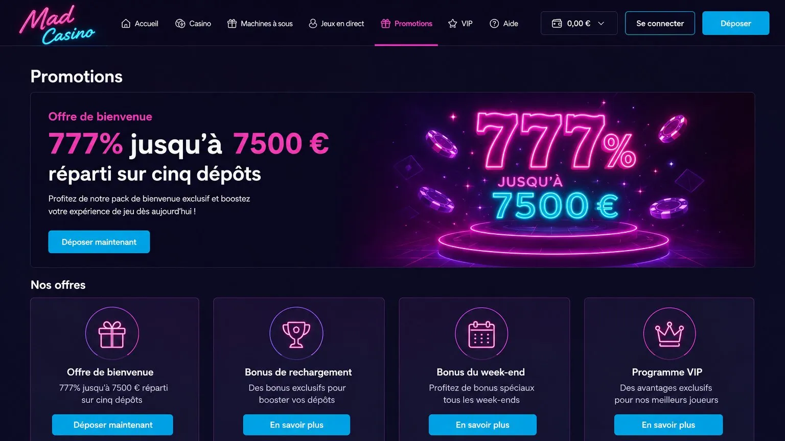 Mad Casino France : une plateforme adaptée aux joueurs français